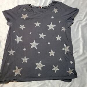 One Street Shirt Womens EUR 42 US Size Extra Large Short Sleeve Black Star Print